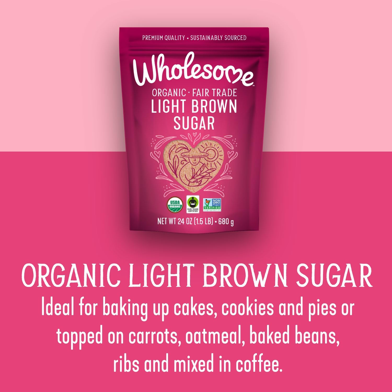 Fair Trade Organic Light Brown Sugar, 64Oz, 1-Pack