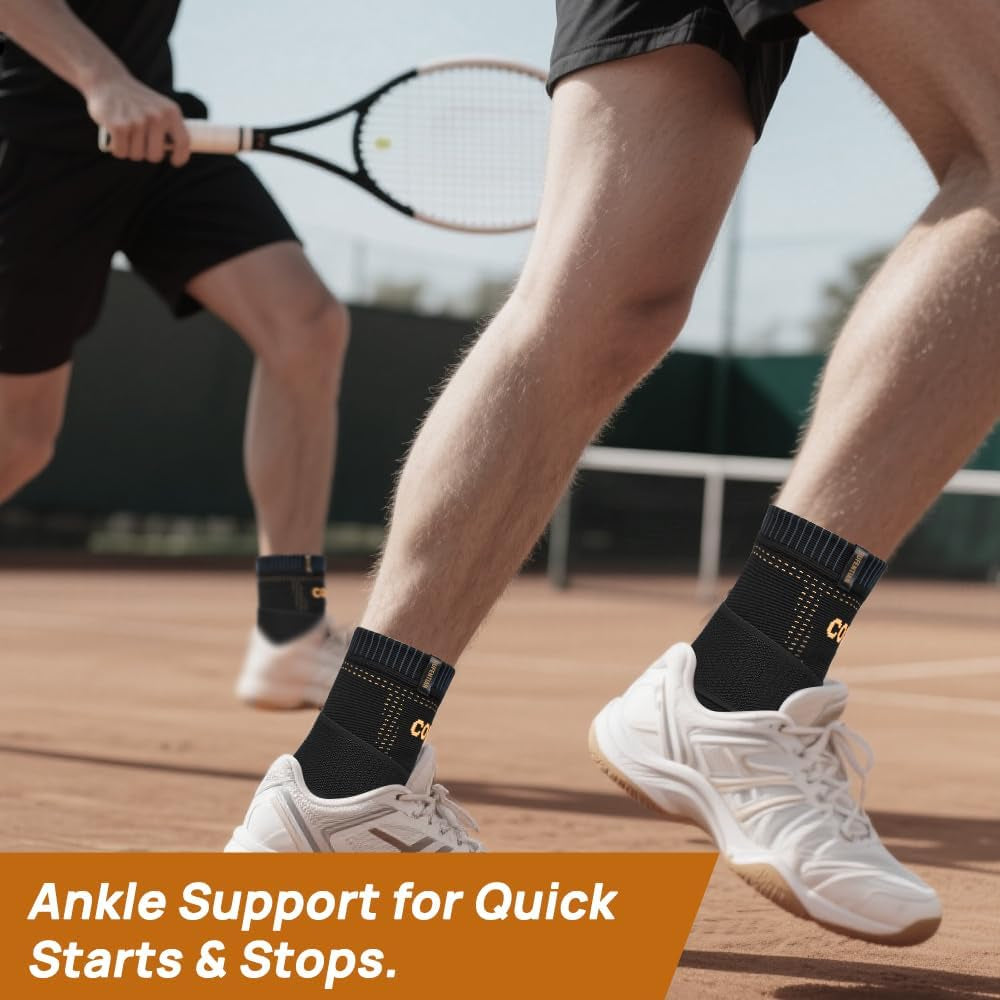 Ultra-Breathable Copper Ankle Braces for Men and Women- Adjustable Compression Ankle Brace for Sprain Recovery, Plantar Fasciitis & Daily Pain Relief | Durable, Fits Any Shoe (Large)