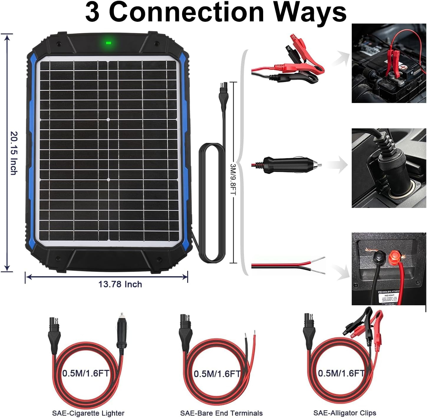 20W 12V Solar Battery Trickle Charger & Maintainer PRO, Built-In Intelligent MPPT Controller, Waterproof 12 Volt 20 Watt Solar Panel Charging Kits for Car Marine RV Trailer Boat Automotive