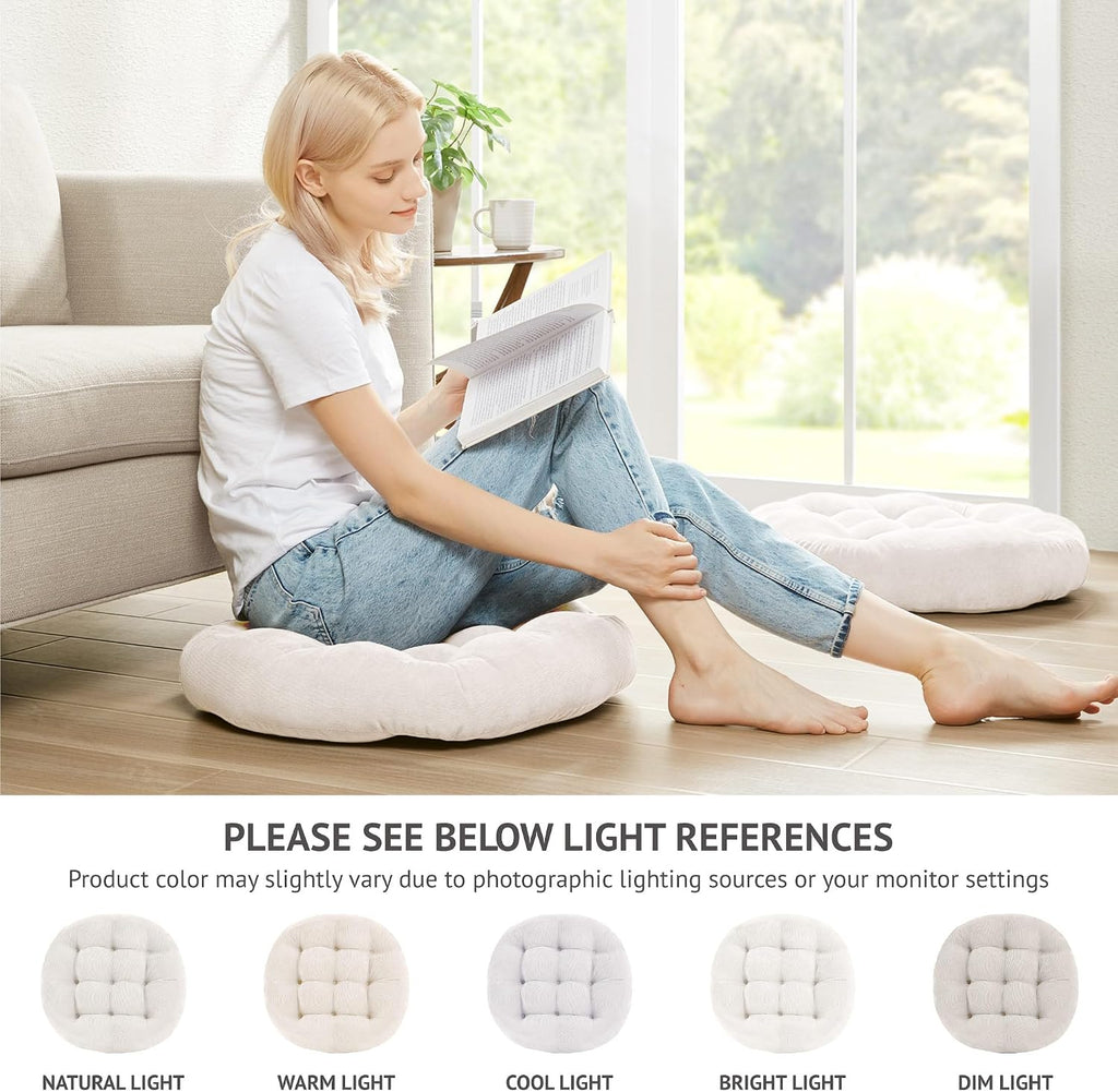 Meditation Cushions Set of 2, Large Floor Pillow for Adults, 22 Inch Round