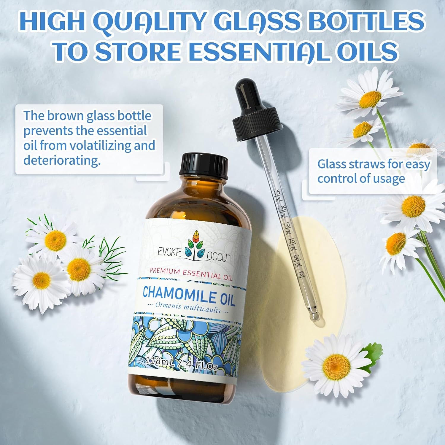 Chamomile Essential Oil for Skin Hair Diffuser Candle Soap Making - 4 FL Oz
