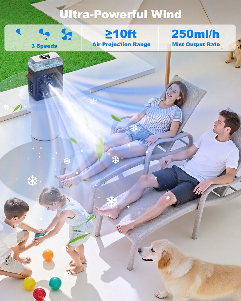 Ausic Misting Fan Portable, 20000mAh Portable Air Conditioners with 1200mL Water Tank, Outdoor Water Cooling Fan for Outside, Perfect Quite Mist Water Spray Fans for Camping Patio Home Bedroom Office