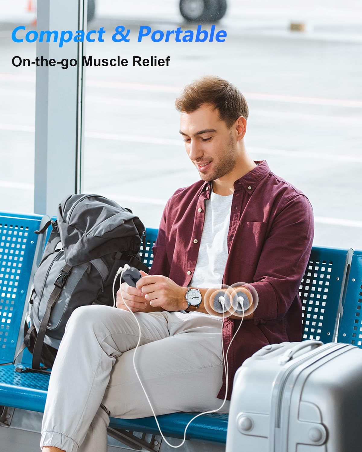 TENS Unit Muscle Stimulator for Pain Relief Therapy–Dual Channel 24 Modes TENS Machine&EMS Muscle Stimulator,Upgraded Large Screen Portable Muscle Stimulator for Back,Shoulder,& Neck Pain with 10 Pads
