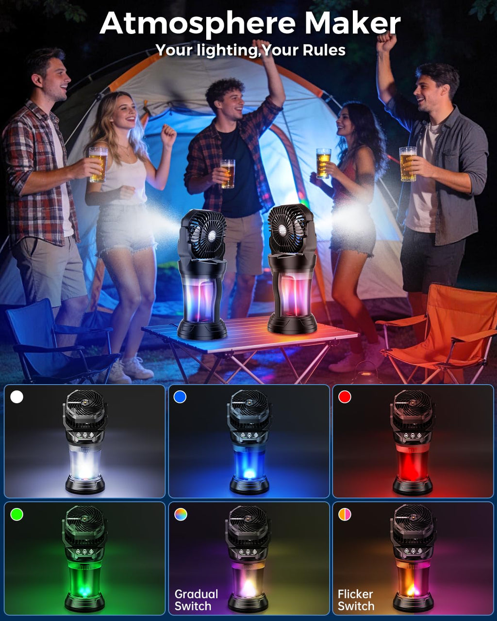Ocikry Misting Fans for Outside, Portable Mister Fan with 30000mAh Battery & Remote, 2L Tank & 4 Speeds Mist Modes, Extreme Heat Relief for Camping Patio Garden Backyard Tailgate Parties