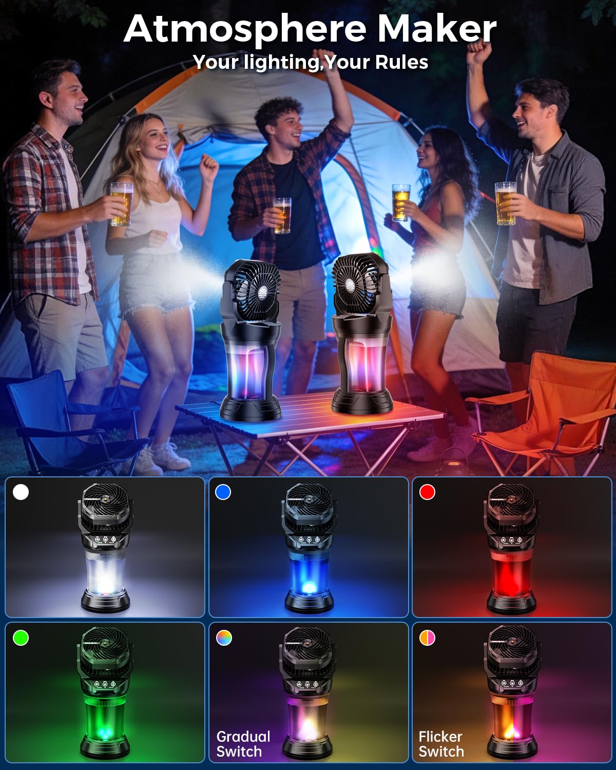 Ocikry Misting Fans for Outside, Portable Mister Fan with 30000mAh Battery & Remote, 2L Tank & 4 Speeds Mist Modes, Extreme Heat Relief for Camping Patio Garden Backyard Tailgate Parties