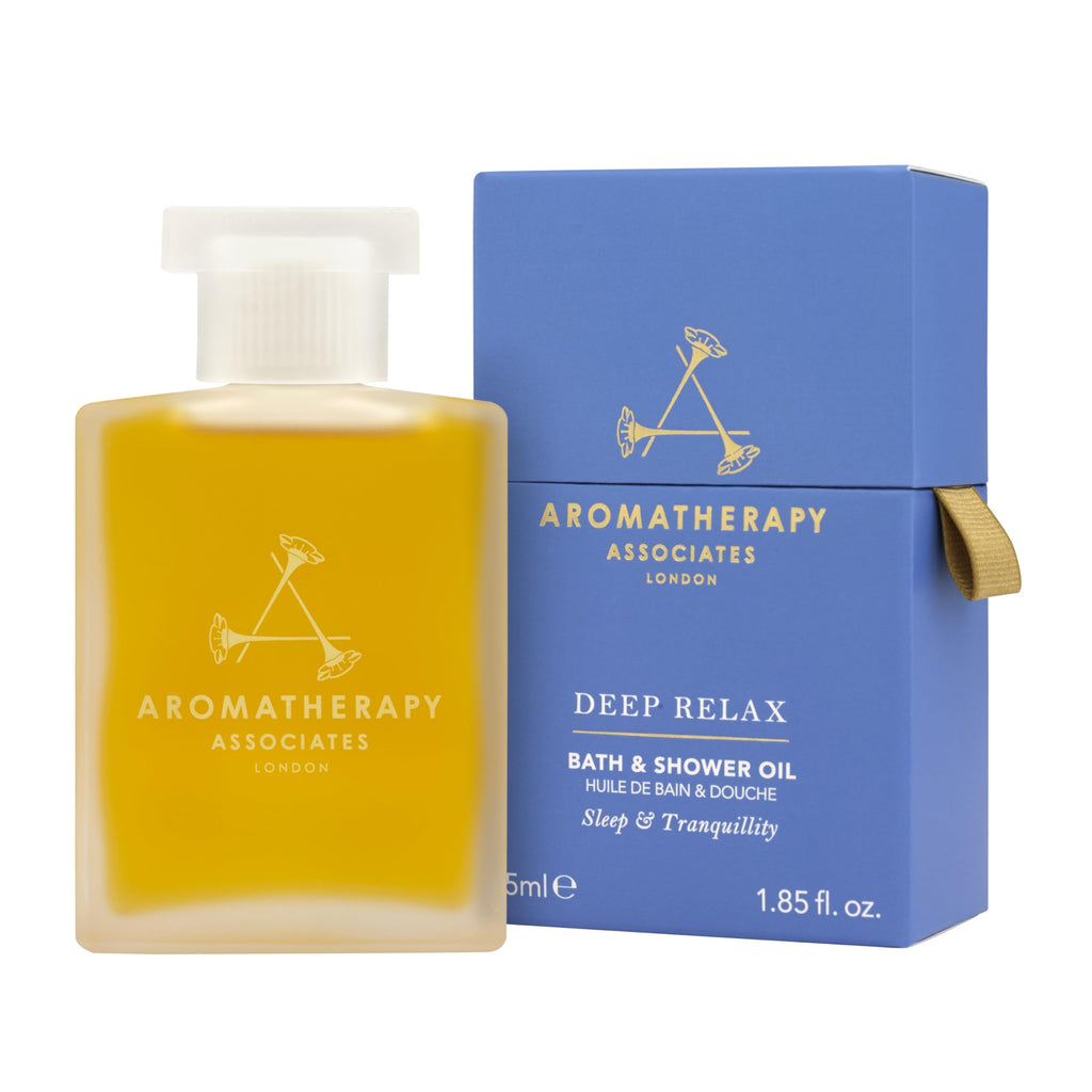 Aromatherapy Associates Deep Relax Bath and Shower Oil – Natural Hydrating Oil with 3 Essential Oils to Relax Mind, Body, and Promote Sleep (1.86 oz)
