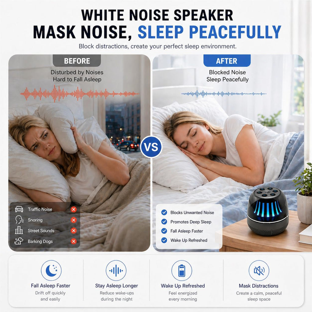 Portable Bluetooth Speaker with White Noise Machine, LED Color Lights, Aromatherapy Diffuser, Sleep Sound Machine for Sleep, Yoga, Home, Office & Bedroom, Gift for Women, Men, Kids & Friends