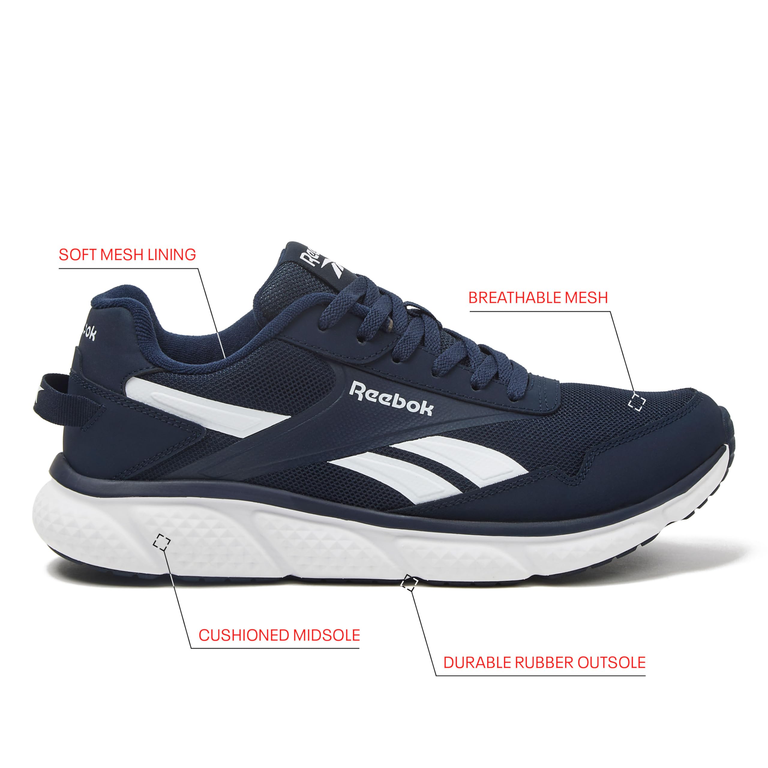 Reebok Swiftstrike Running Mens Shoes, Athletic Workout Training Sneakers, Gym Shoes Men, Vector Navy/White, 13 Wide