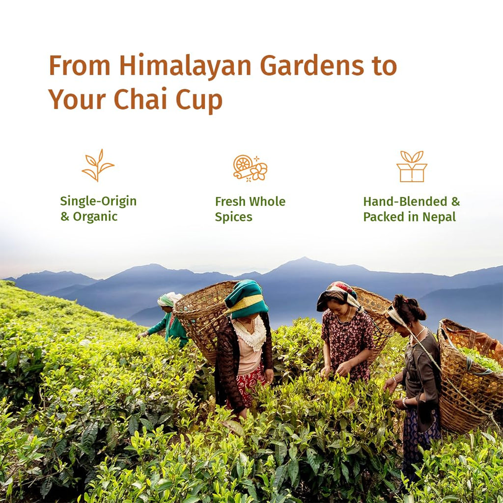 Nepal Tea Himalayan Masala Chai Tea Mix | CTC & Loose Leaf Black Tea with Organic Chai Spice Blend - Cinnamon, Ginger, Cardamom, Cloves & Black Pepper | Unsweetened Sugar Free Chai Mix, 8.8 Oz Blend