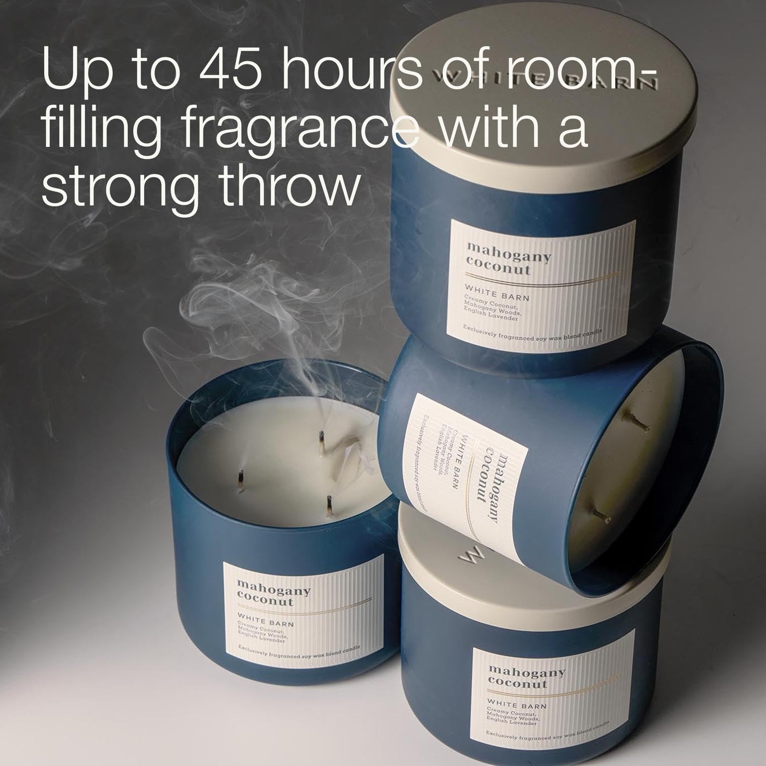 Bath & Body Works 3-Wick Candle, Mahogany Coconut Candle, Strong Throw, Long-Lasting Burn Up to 45 Hours, Exclusively Fragranced Soy Wax Blend, 14.5 oz - 2 Pack