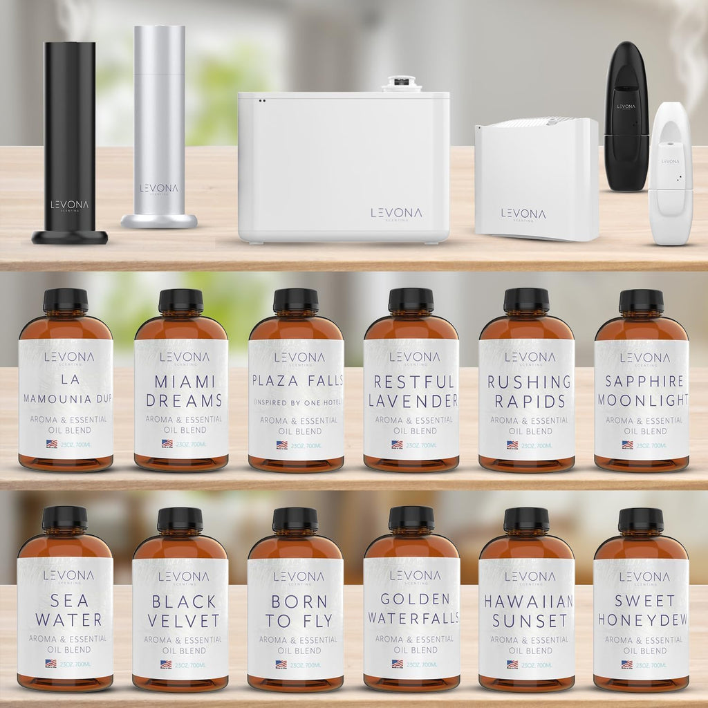 Levona Scent Lavanda 2000 Diffuser - HVAC System with Smart App Control, Scent Diffuser for Whole House, Office, Hotel, & Large Spaces - Covers 6000 sq ft - Includes Black Velvette 700ml Essential Oil