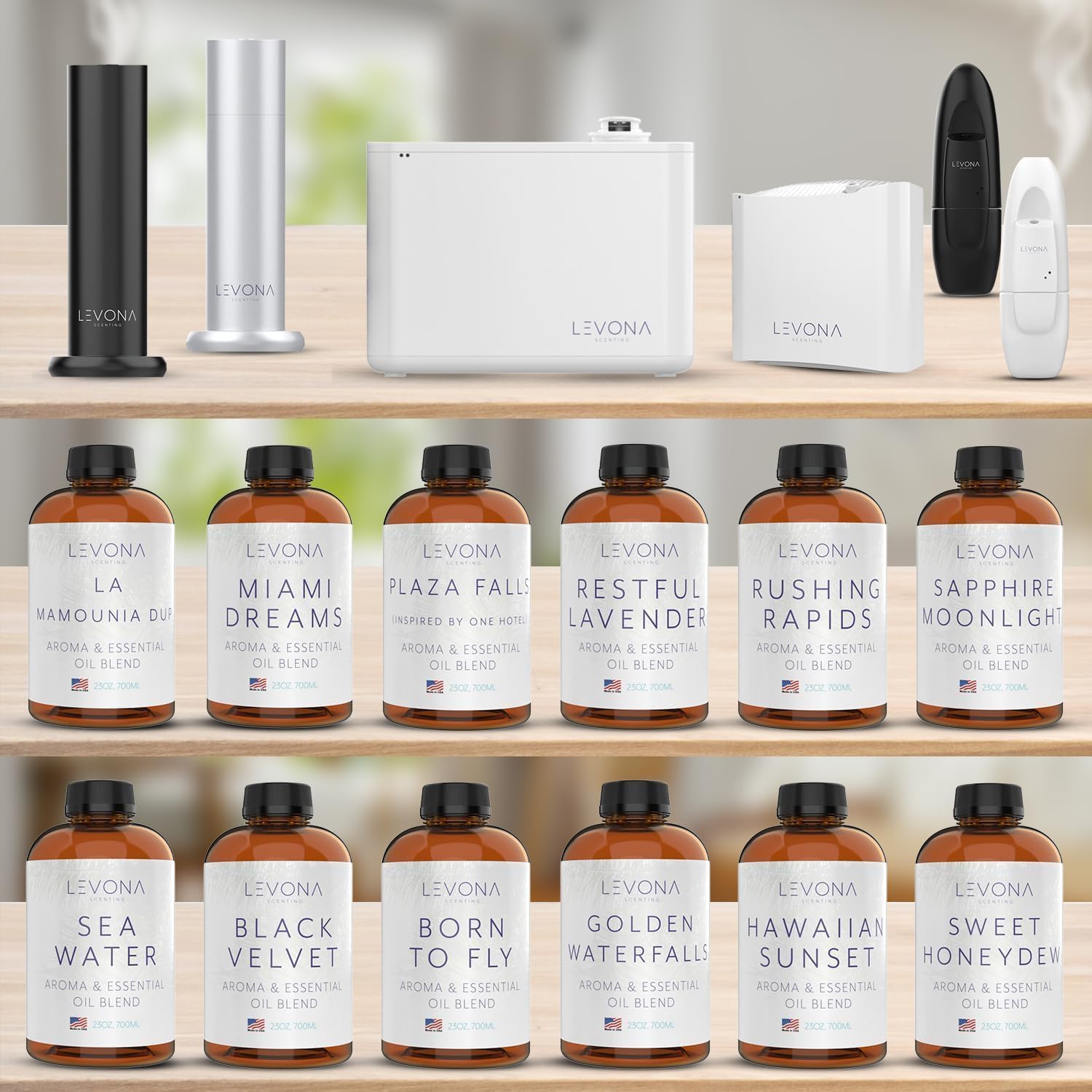 Levona Scent Lavanda 2000 Diffuser - HVAC System with Smart App Control, Scent Diffuser for Whole House, Office, Hotel, & Large Spaces - Covers 6000 sq ft - Includes Black Velvette 700ml Essential Oil