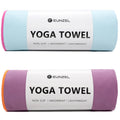 Eunzel 2 Pack Hot Yoga Towel Non-Slip Yoga Mat Towel Ultra-Absorbent Microfiber Towel for Hot Yoga, Pilates，Bikram and Workout 26.5"x 72", Blue/Pink& Purple/Orange