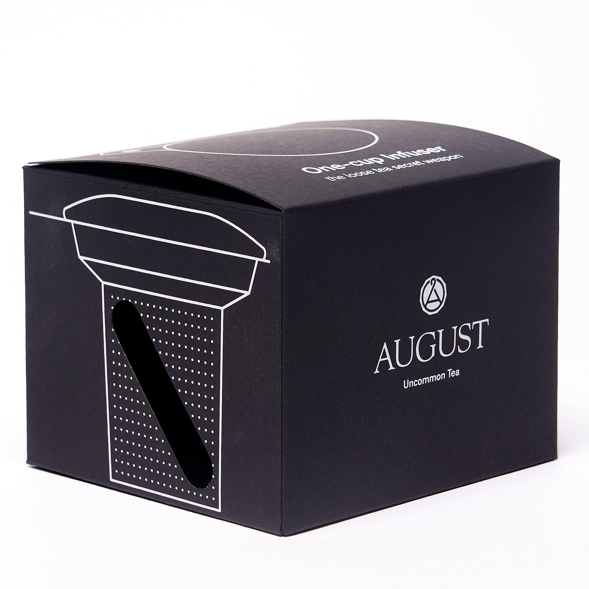 August Uncommon Tea Infuser – 18/8 Stainless Steel Mesh Tea Strainer with Silicone Lid – Extra Fine BPA Free Loose Leaf Tea Filter – Fits Most Mugs and Teapots (L 4.25" x W 4.125" x H 3.5)