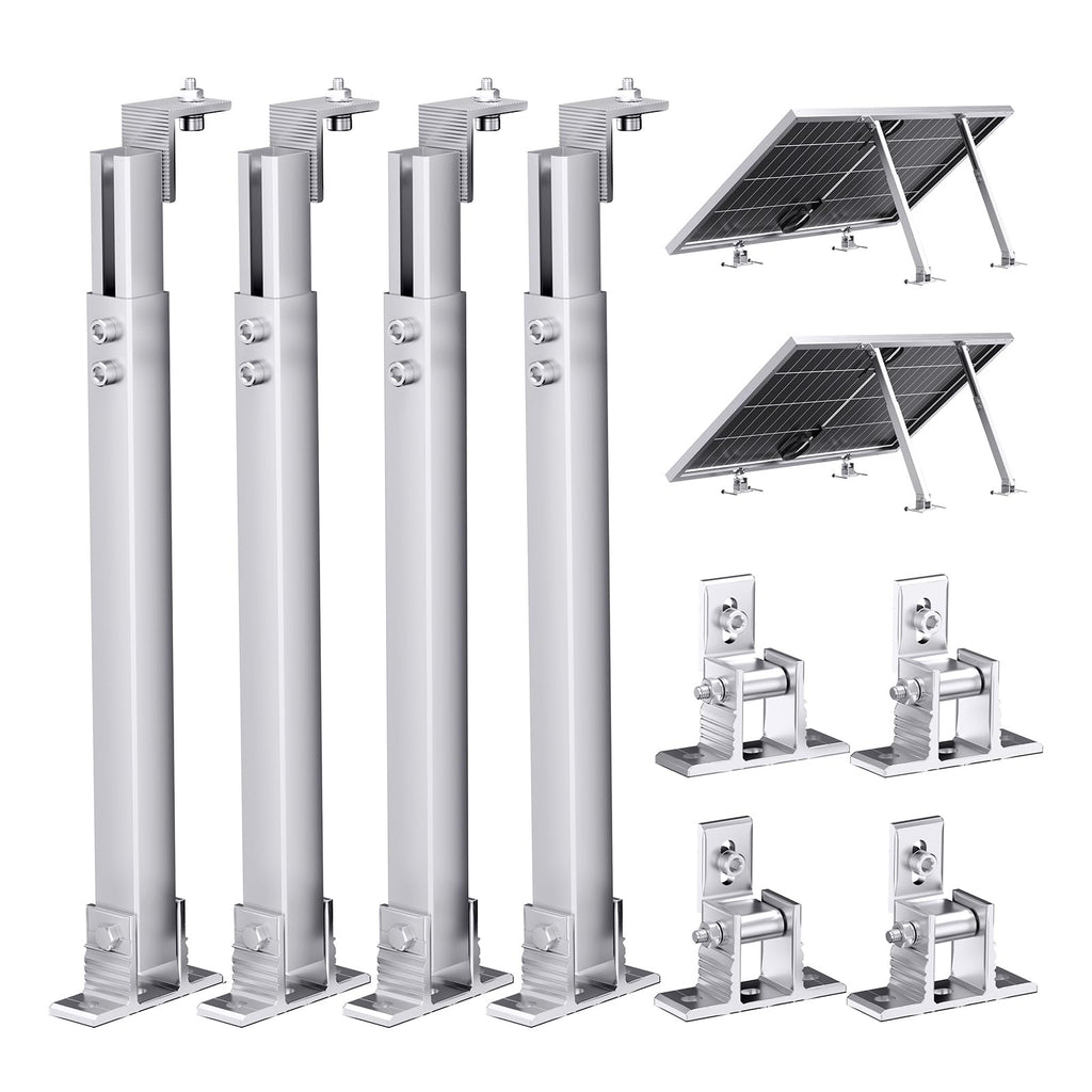 Callsun Adjustable Solar Panel Tilt Mount Brackets, Aluminum Alloy, 15°–30° Tilt, for 50–400W Solar Panels, Roof, RV, Boat, Flat Surface & Off-Grid Use (2 Sets)
