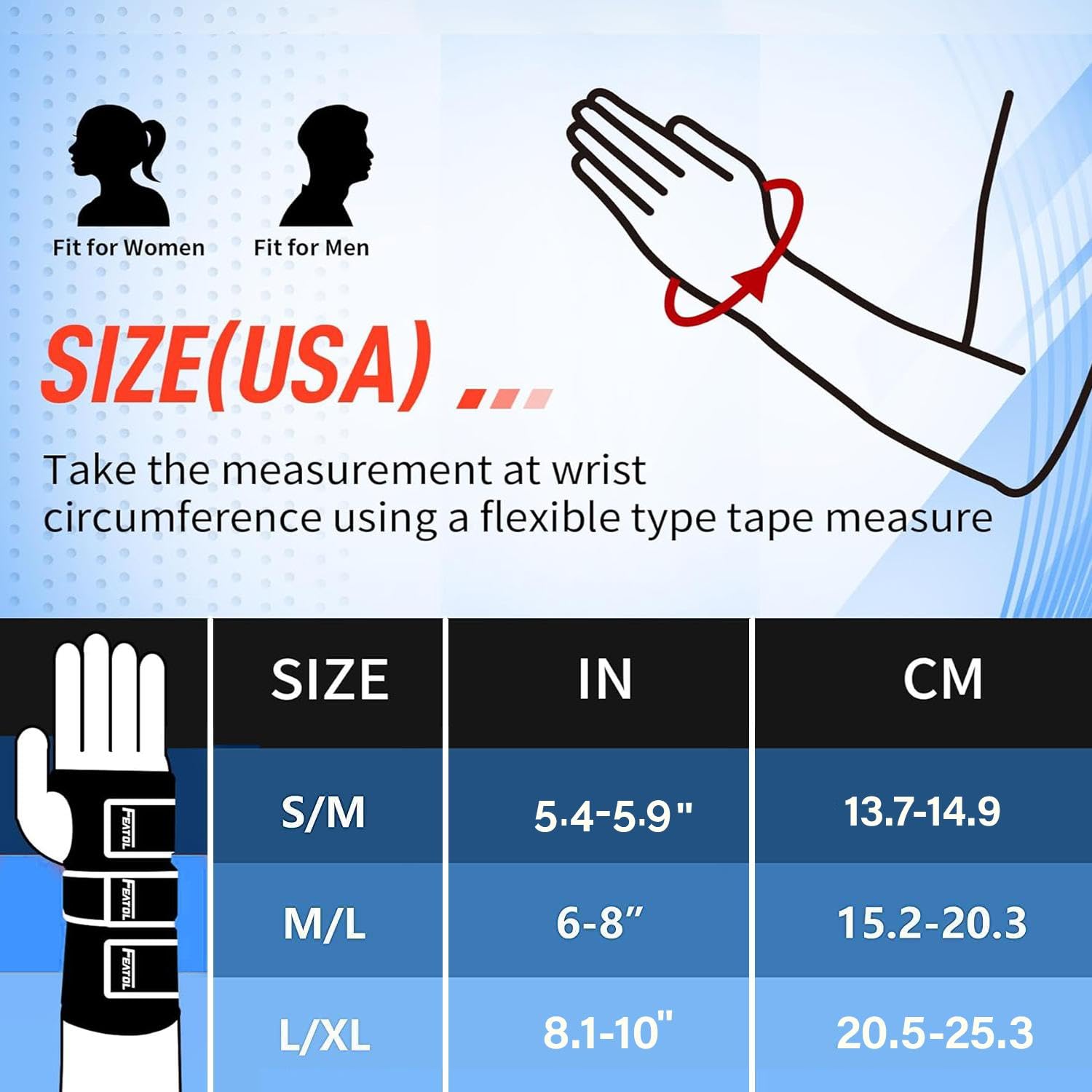 FEATOL Wrist Brace Hand Brace, Carpal Tunnel Wrist Splint Night Support for Women Men, Pain Relief Support -Tendonitis, Arthritis, Sprain, Right Hand, Medium/Large