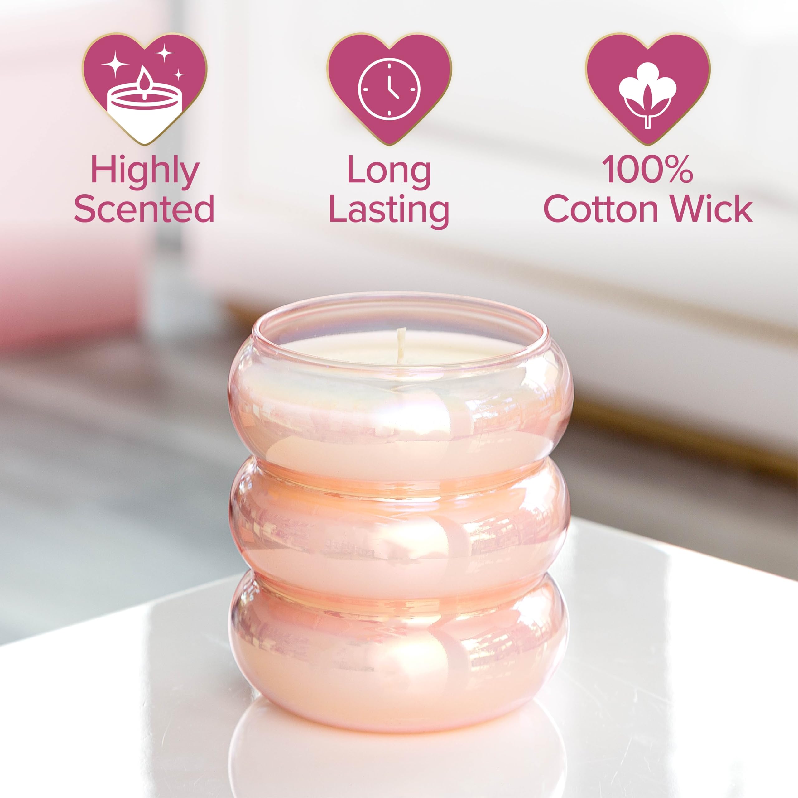 Paris Hilton Cupcake Sprinkles Scented Candle, Bubble Glass Vessel with Pink Iridescent Finish, Premium Plant Wax Blend, Cotton Wick, 18-Ounce