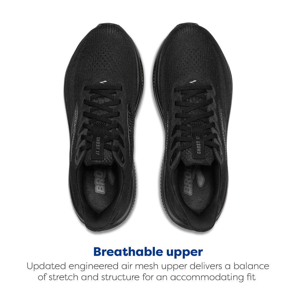 Brooks Men’s Ghost 17 Neutral Running Shoe - Black/Black/Ebony - 11 X-Wide