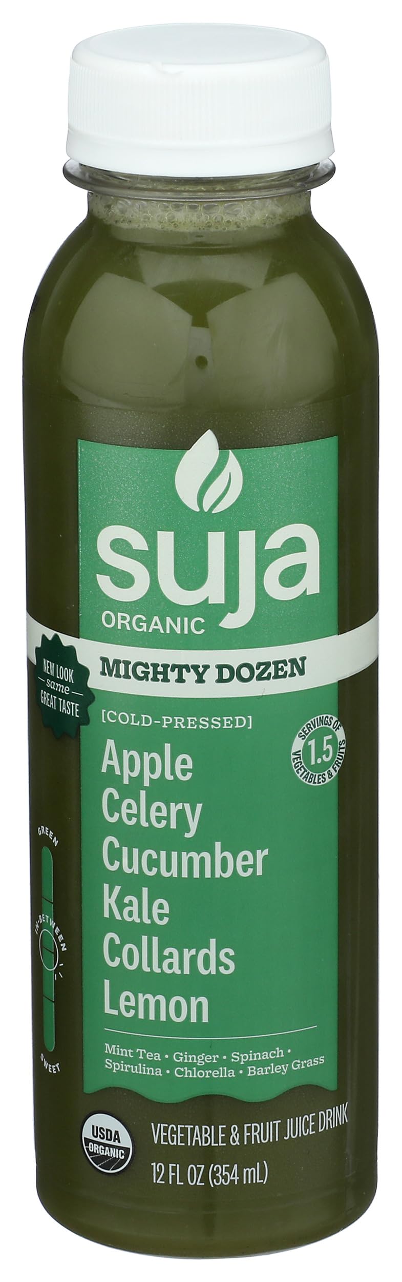 Suja Organic Mighty Dozen, Celery, Cucumber, Kale, Collard Greens, Apple, 12 Fl Oz Bottle