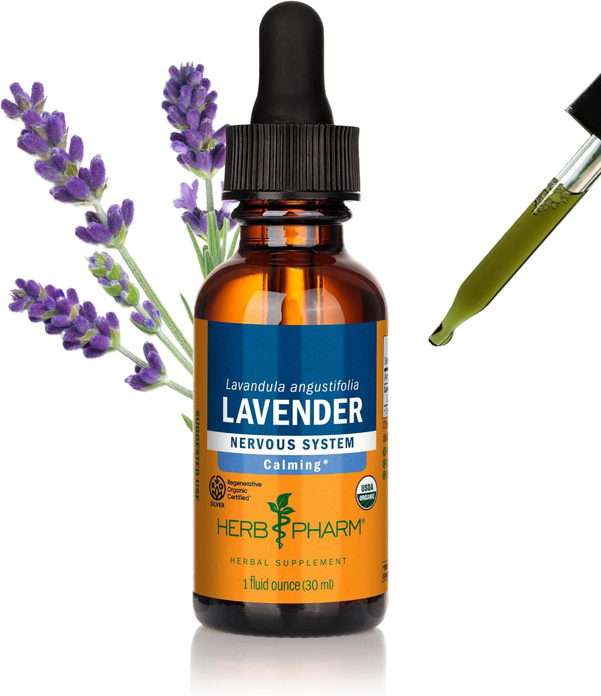 Certified Organic Lavender Flower Liquid Extract for Calming Nervous System Support, 1 Fl Oz - Packaging May Vary