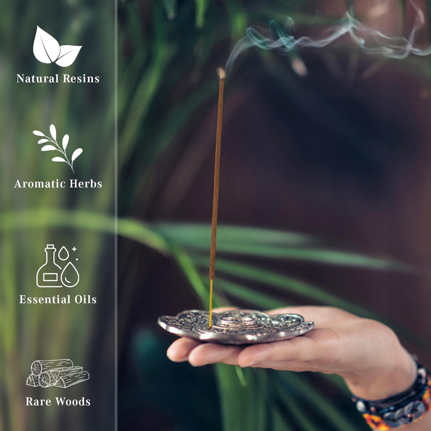 Coconut Incense Sticks, Organic Hand Dipped 100 Sticks with Natural Herbs & Aromatic Ingredients, Burn Time 45 to 60 Minutes, Incense for Positivity, Yoga, Meditation, Relaxation, Spiritual Gift