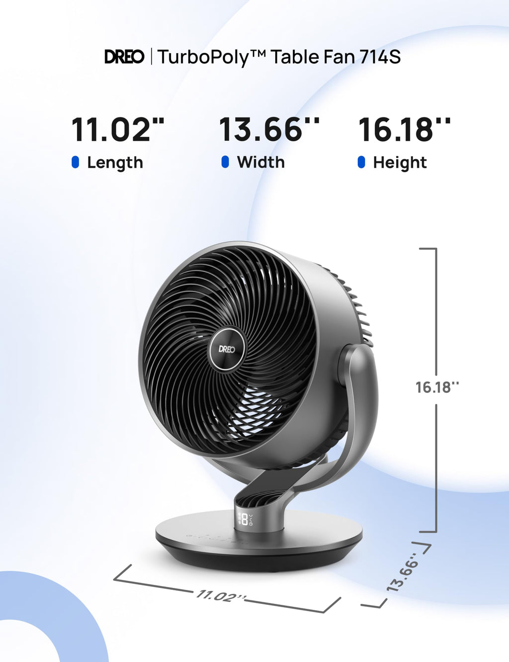 Dreo 16 Inch 25dB Quiet Smart Fans for Bedroom, DC Room Fan with Remote, 120°+120° Oscillating Fan, 6 Modes, 9 Speeds, 12H Timer,Works Alexa/Google/WiFi/Voice Control, Silver, Oversize (DR-HAF004S)