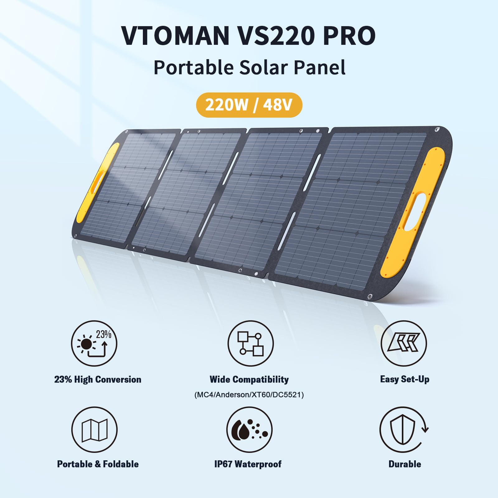 VTOMAN FlashSpeed Pro 3600 Portable Power Station, 3096Wh LFP Battery Solar Generator with 400W Solar Panel, 2Hr Fast AC Charge, 25% Efficient, UPS Home Backup with Wheels, for Outdoor RV Emergency