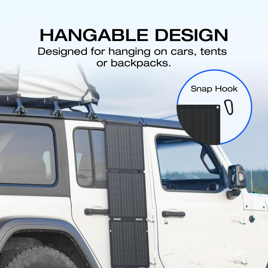EF ECOFLOW 60W Portable Solar Panel, 25% High Conversion Efficiency N-Type Solar Cell for Power Stations, Camping, Backup Lightweight Foldable Hangable Solar Panel with Snap Hook, IP68 Waterproof