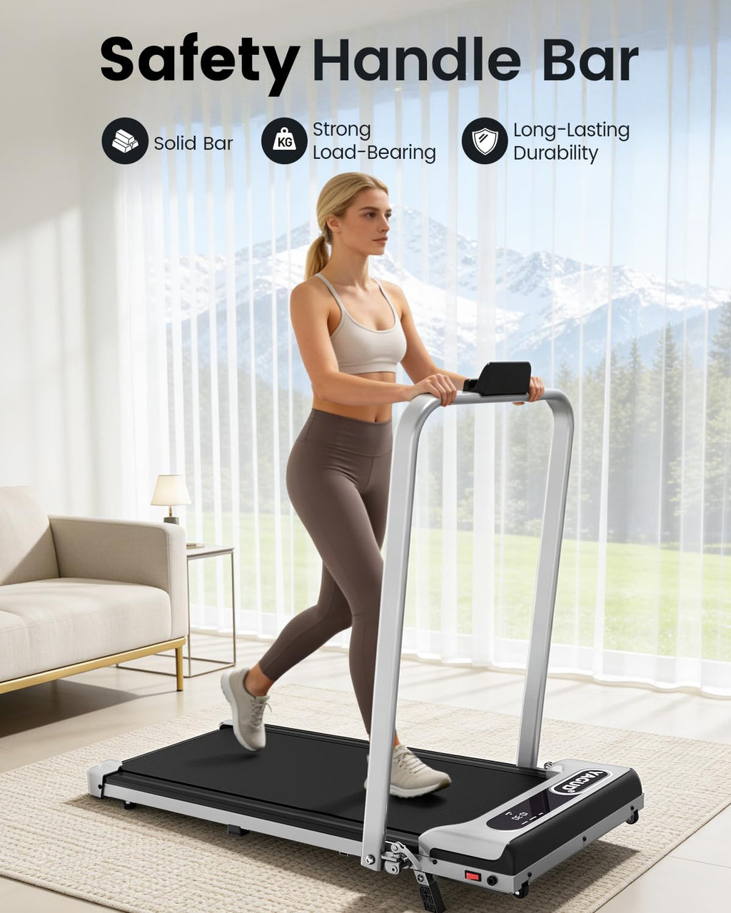Yagud Walking Pad Treadmill for Home Office, Portable Under Desk Treadmill with Remote Control and LED Display, Walking Jogging Running Machine