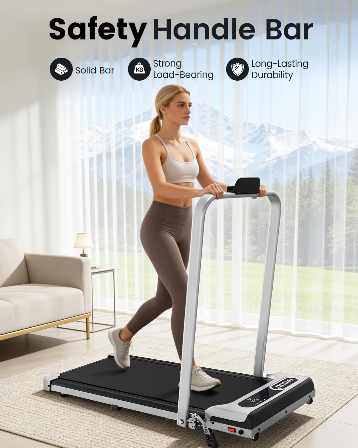 Yagud Walking Pad Treadmill for Home Office, Portable Under Desk Treadmill with Remote Control and LED Display, Walking Jogging Running Machine