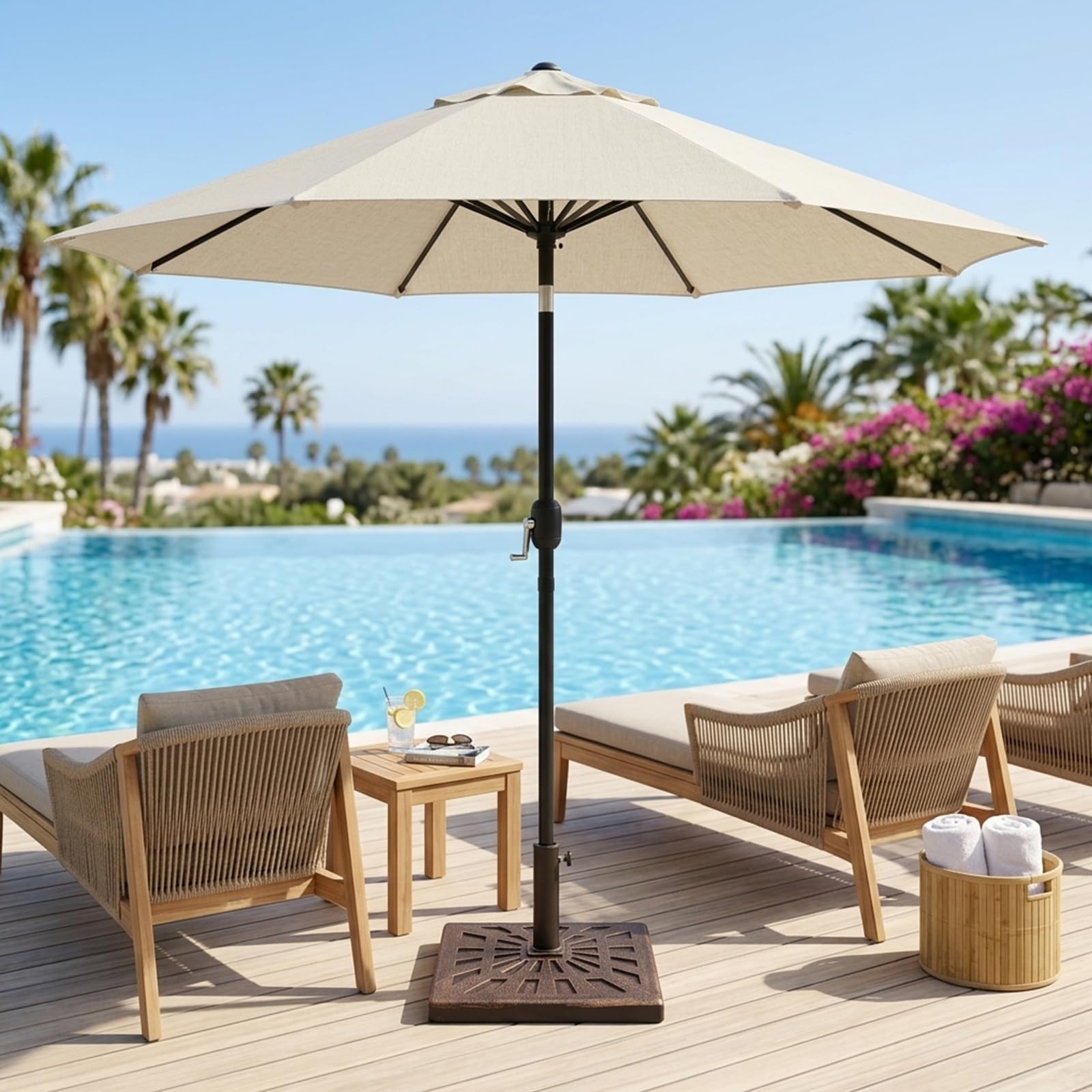 T&Jero 42 lb Square Heavy Duty Patio Market Table Umbrella Base Stand Weight for Outdoor, Bronze