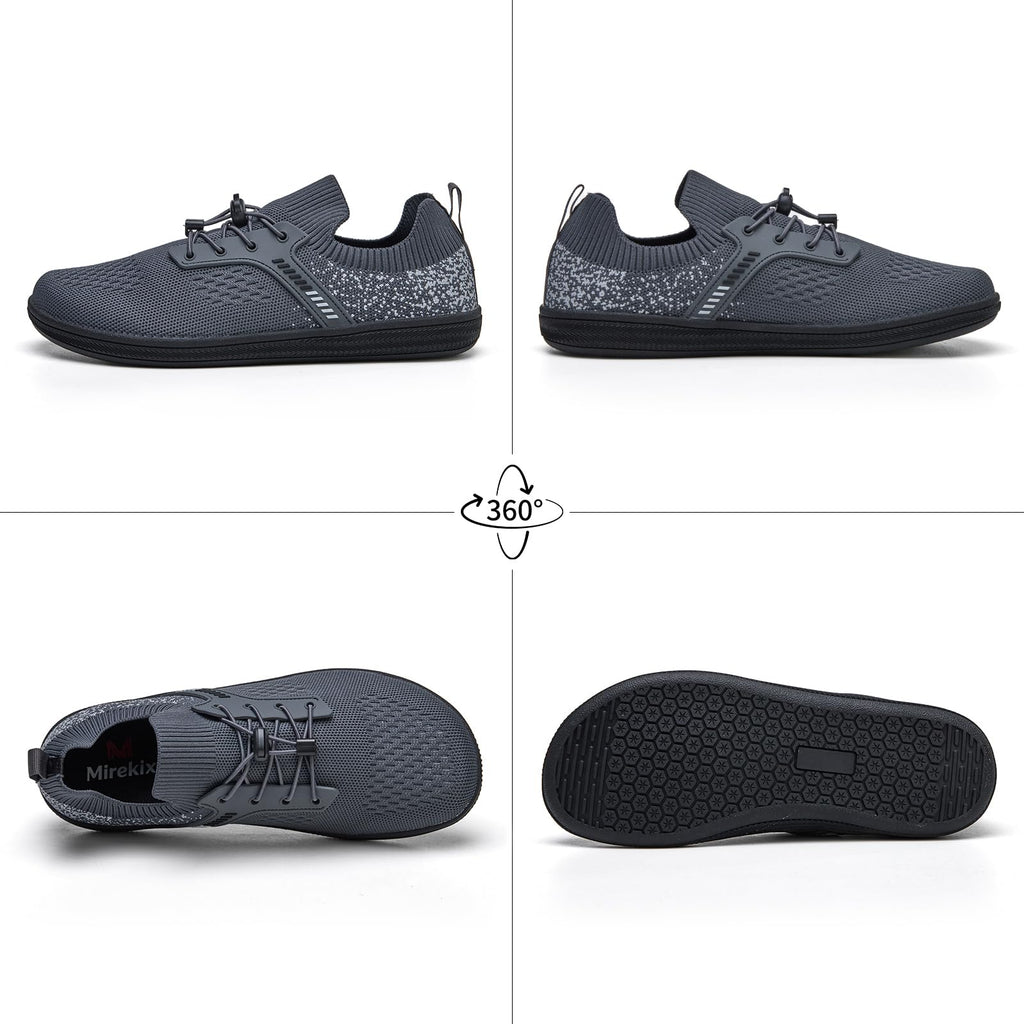 Mirekix Barefoot Shoes for Men, Wide Toe Box Zero Drop Minimalist Sneakers,Lightweight Breathable Walking Shoes for All-Day Comfort & Natural Foot Movement(grey43)
