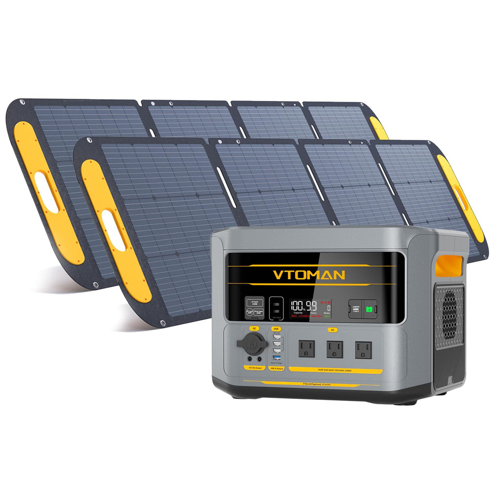 VTOMAN FlashSpeed Pro 3600 Portable Power Station, 3096Wh LFP Battery Solar Generator with 400W Solar Panel, 2Hr Fast AC Charge, 25% Efficient, UPS Home Backup with Wheels, for Outdoor RV Emergency