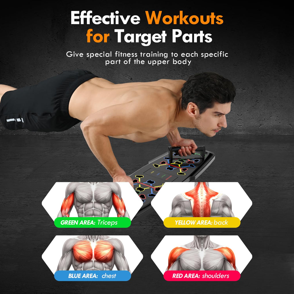 MQRW Push Up Board,Home Gym,Portable Exercise Equipment,Pilates Bar and 20 Fitness Accessories with Resistance Bands and Ab Roller Wheel,Full Body Workout at Home