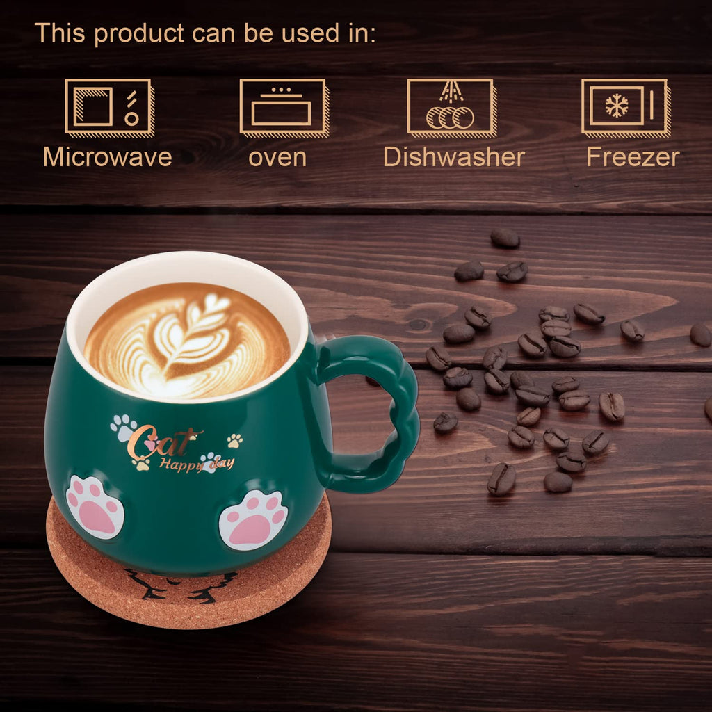 Bgbg Cat Mug Cute Ceramic Coffee Cup with Lovely Kitty Lid, Kawaii Claw Spoon, Anime Coaster, Novelty Things Birthday Christmas Mug Gift for Cat Lovers 400ML