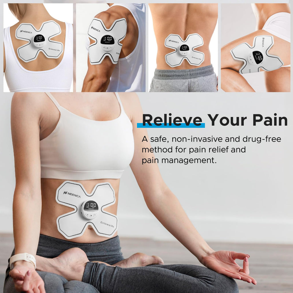 NEENCA Wireless TENS Unit Muscle Stimulator, Smart Rechargeable TENS EMS Muscle Massager for Knee/Shoulder/Back Pain Relief. 4 TENS Pads with Remote Control for Physical Therapy,9 Modes 19 Intensities