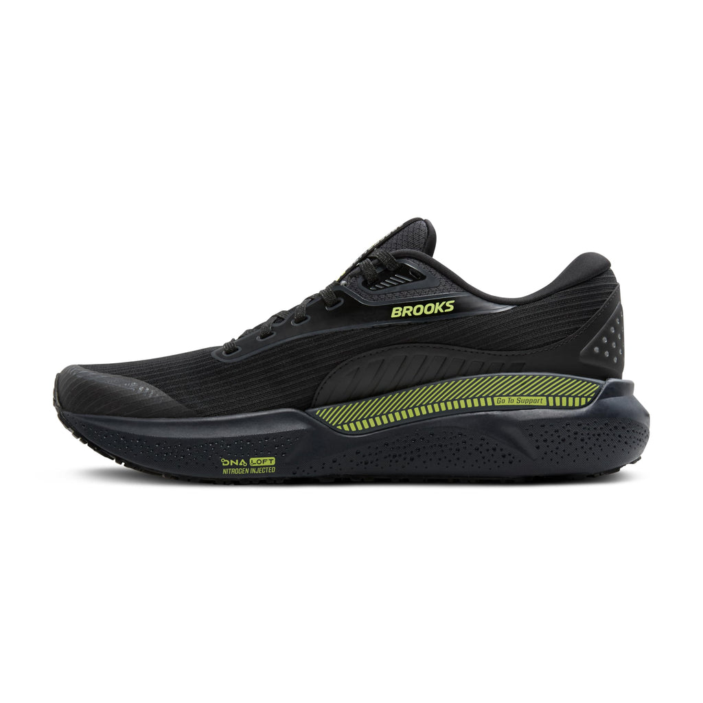 Brooks Men’s Adrenaline GTS 24 Weatherized Supportive Running Shoe - Black/Ebony/New Yellow - 10.5 Medium