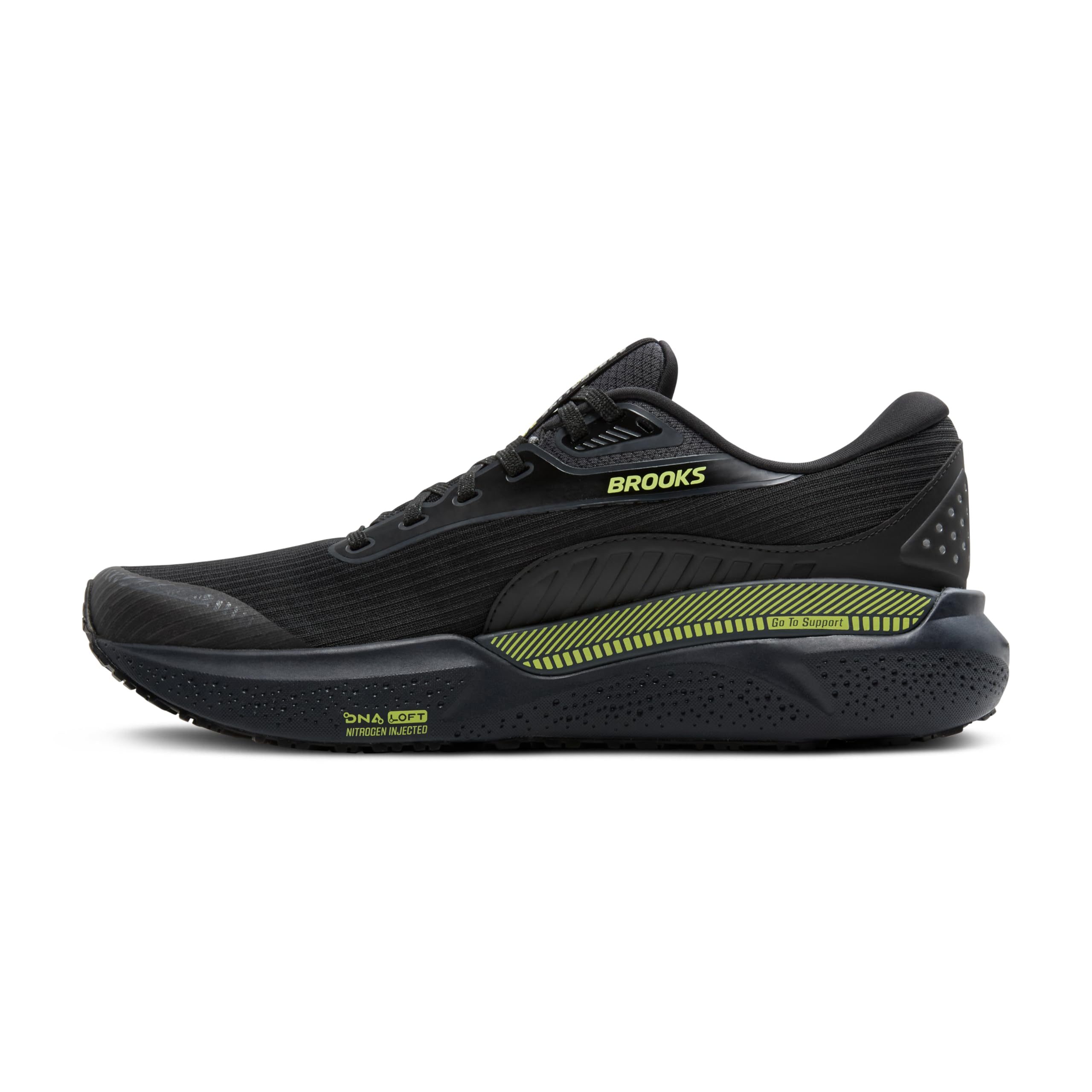 Brooks Men’s Adrenaline GTS 24 Weatherized Supportive Running Shoe - Black/Ebony/New Yellow - 10.5 Medium