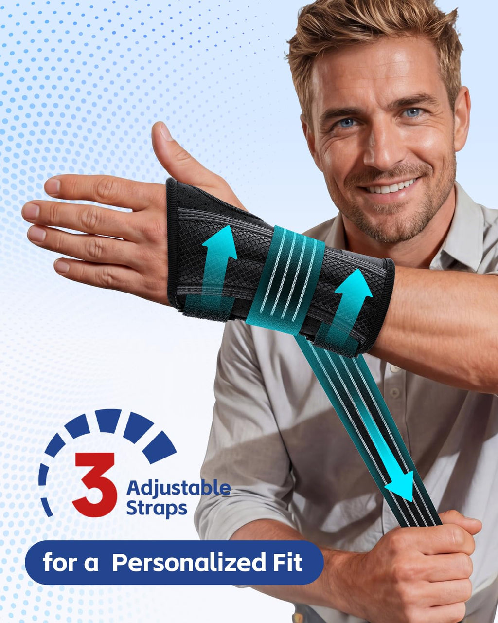 FEATOL Lightweight Carpal Tunnel Wrist Brace for Daily Work, 7 inches Comfortable & Adjustable Night Support for Women Men, Hand Brace With Splint Pain Relief for Tendonitis, Sprains, Arthritis, Right Hand, Medium