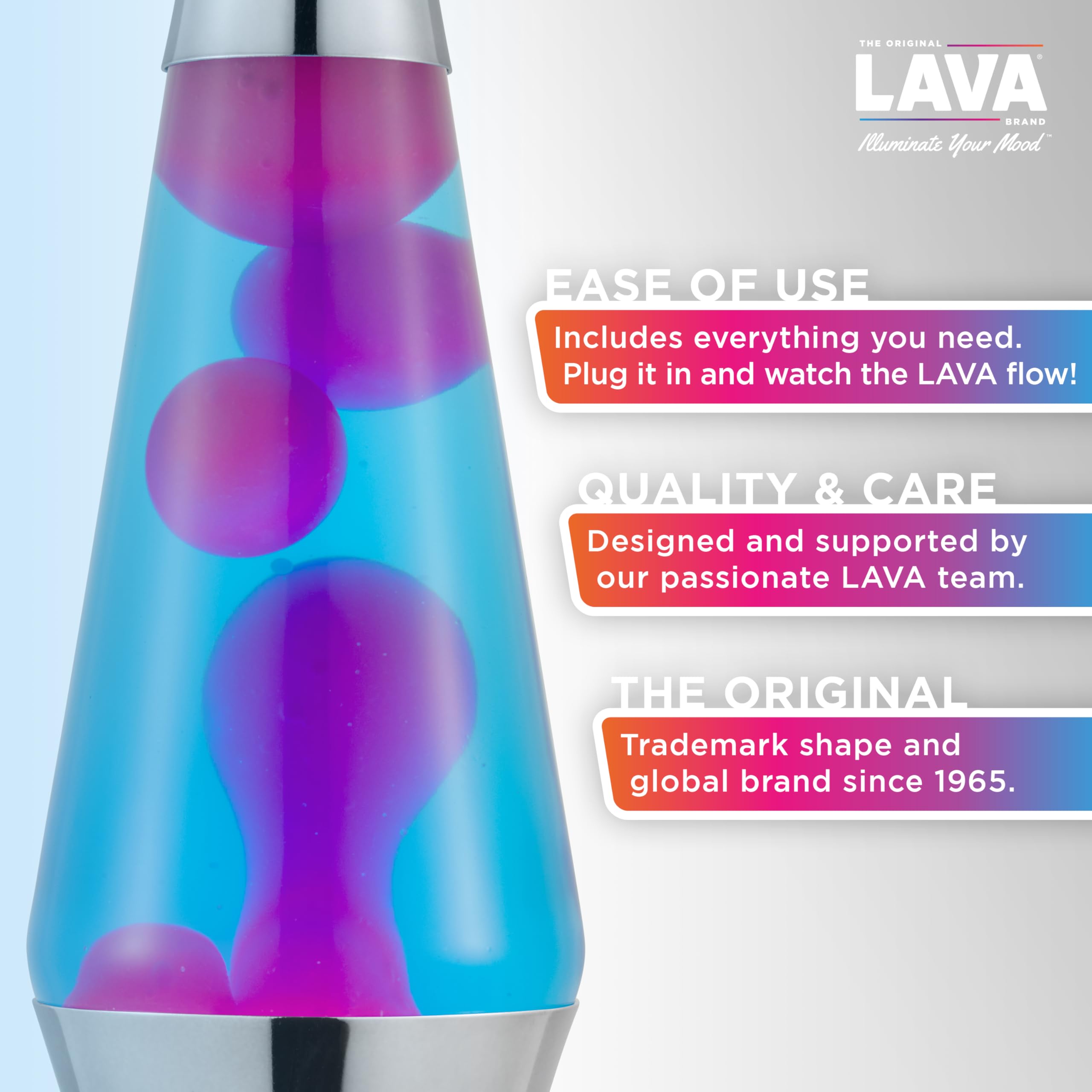 The Original Lava® Lamp - 14.5" Techno Chrome - Classic Liquid Motion Lamp - Pink Lava and Blue Liquid - Item #2097 (Amazon Exclusive)