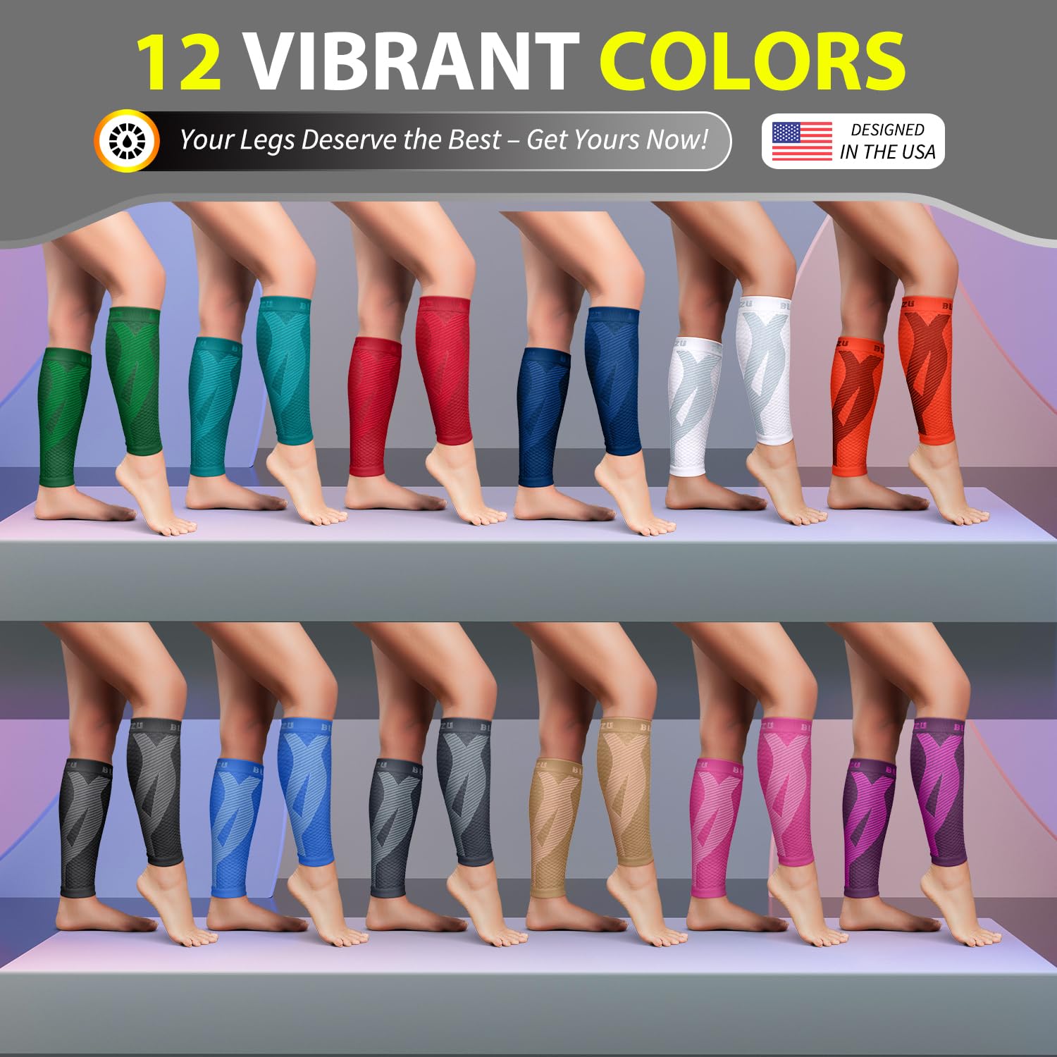 BLITZU Calf Compression Sleeves for Men and Women. Footless Compression Socks Support for Varicose Vein, Nursing, Running. Leg Sleeve Brace for Shin Splints, Pain Relief & Reduces Swelling Nude S-M