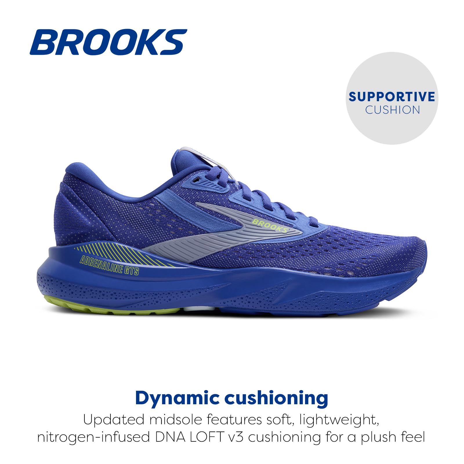 Brooks Women’s Adrenaline GTS 24 Supportive Running Shoe - Amparo/Thistle/Yellow - 6.5 Medium