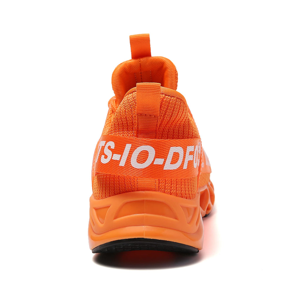 FRSHANIAH Sneakers for Men Slip On Casual Sport Running Shoes Athletic Tennis Walking Shoes Breathable Fashion Gym Runner Jogging Shoes Orange Size 8