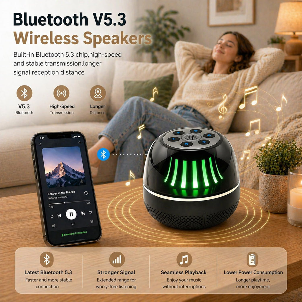 Portable Bluetooth Speaker with White Noise Machine, LED Color Lights, Aromatherapy Diffuser, Sleep Sound Machine for Sleep, Yoga, Home, Office & Bedroom, Gift for Women, Men, Kids & Friends