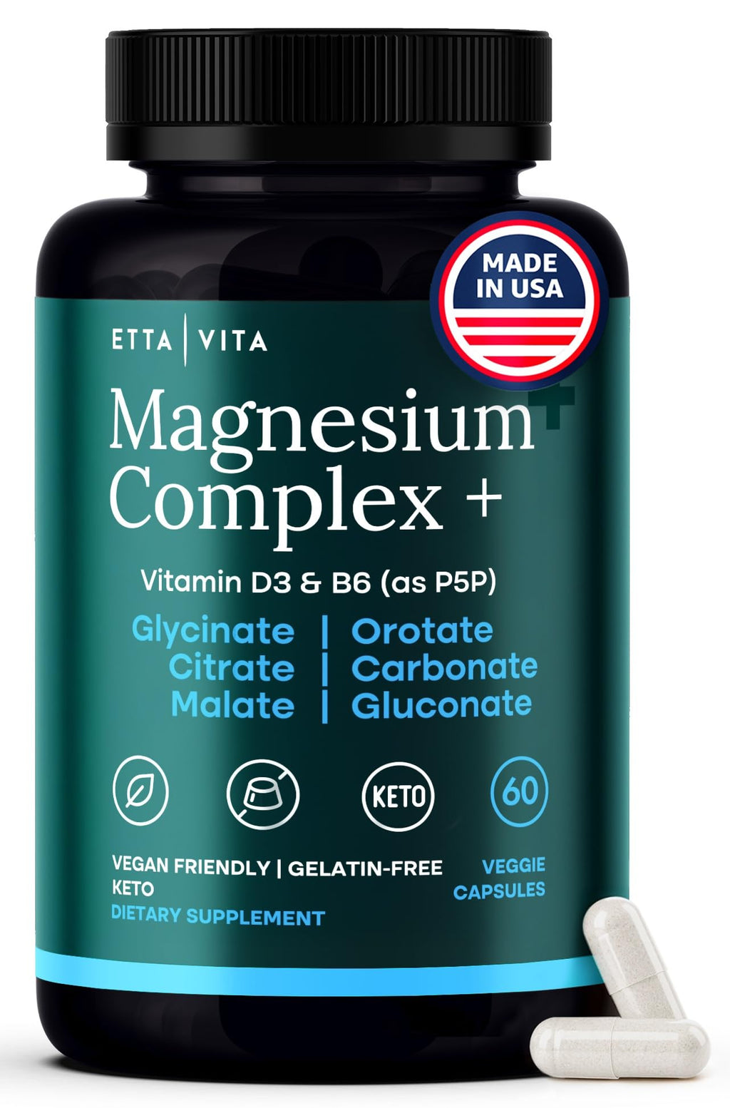 Magnesium Glycinate Complex (7-in-1) 500mg with D3 & B6 P5P - Multi-Form Blend with Glycinate, Citrate, Malate, Taurate, Gluconate, Carbonate, & Orotate - Supports Sleep and Muscle Health [Oxide-Free]