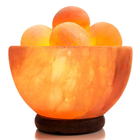UMAID Himalayan Salt Lamp Bowl with 6 Massage Balls – Dimmable Natural Pink Rock Salt Lamp for Relaxation, Meditation,Yoga, Spa, Office, Bedroom, Wellness, Home Decor, and Unique Gift