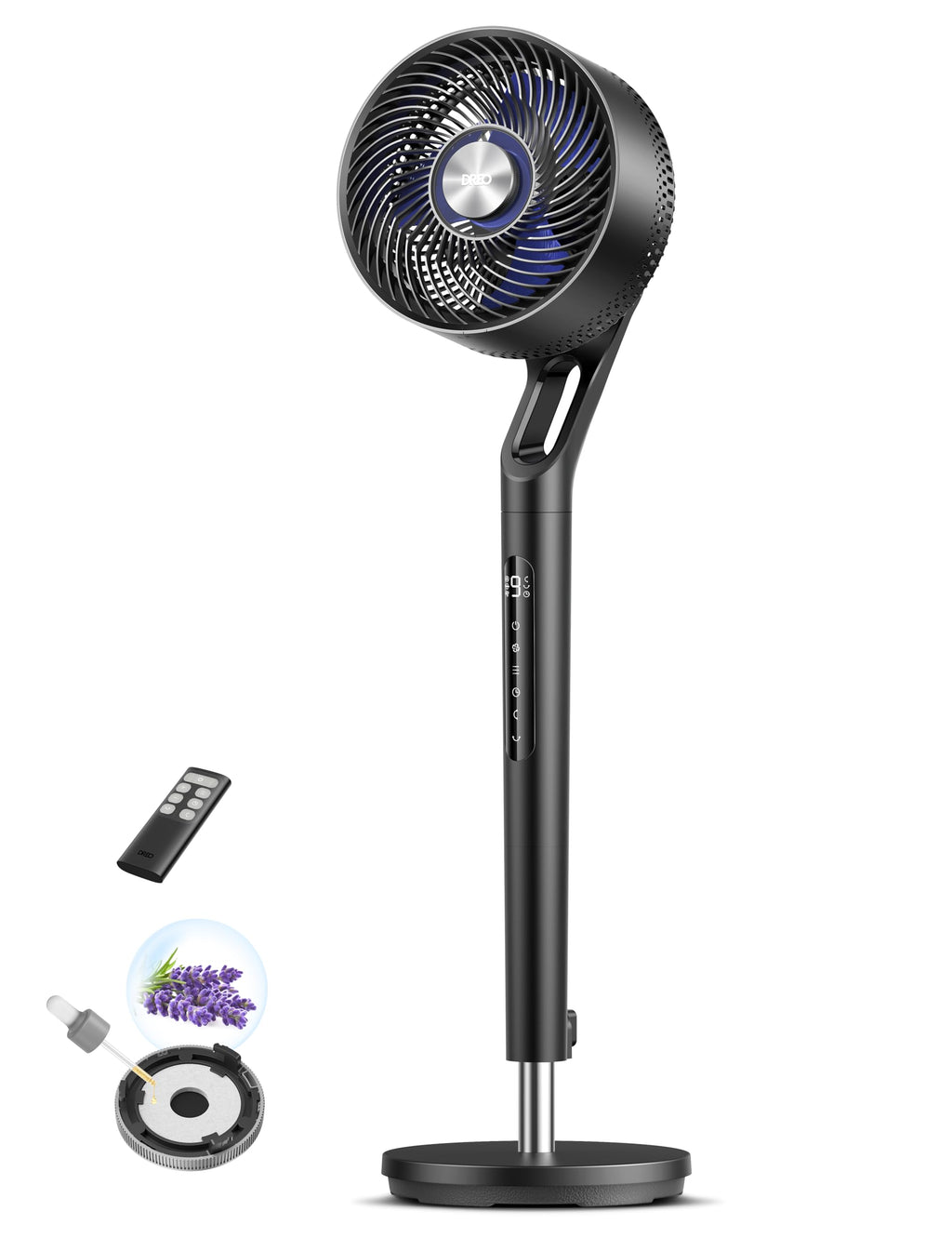 DREO Fan for Bedroom, 2026 New model,120°+100° Omni-Directional Oscillating Fan, 96ft, DC Motor, 20 dB Quiet Standing Pedestal Fans, 9 Speeds, 3 Modes, Remote, 37-42" Adjustable Height, 8H Timer