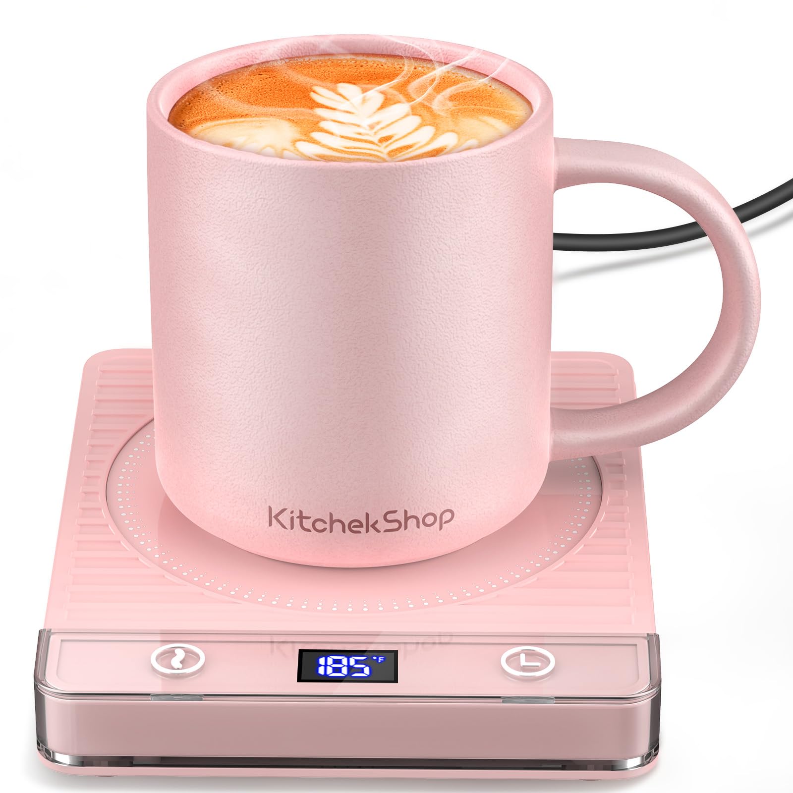 Pink Mug Warmer Set for Desk, Coffee Cup Warmer with Matching Cup, Cute Electric Beverage Warmer for Coffee Tea Milk, Ideal for Office & Home