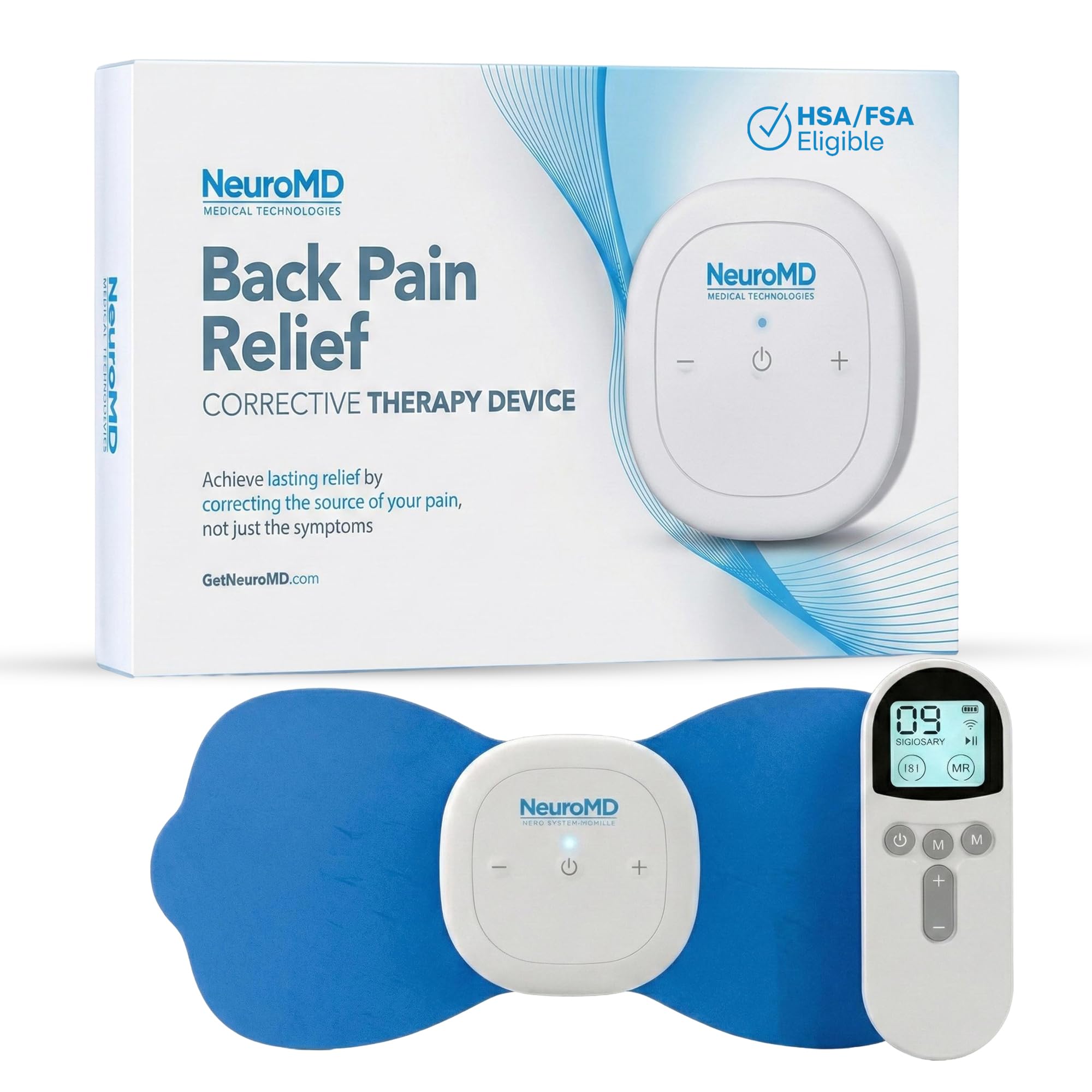NeuroMD: Corrective Therapy Device for Back Pain - FSA-HSA Eligible NMES Wireless Muscle Stimulator for Pain Relief: 2 Studied Modes for Targeted Back Pain, Muscle Strengthening & Sciatica Support