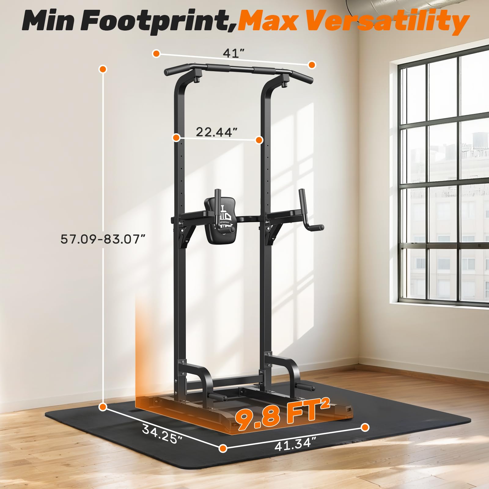 SPORTSROYALS Power Tower, Multi-Function Pull up Bar Dip Station with Upgraded Adjustable Foot Cover Equipment for Home Gym,360LBS